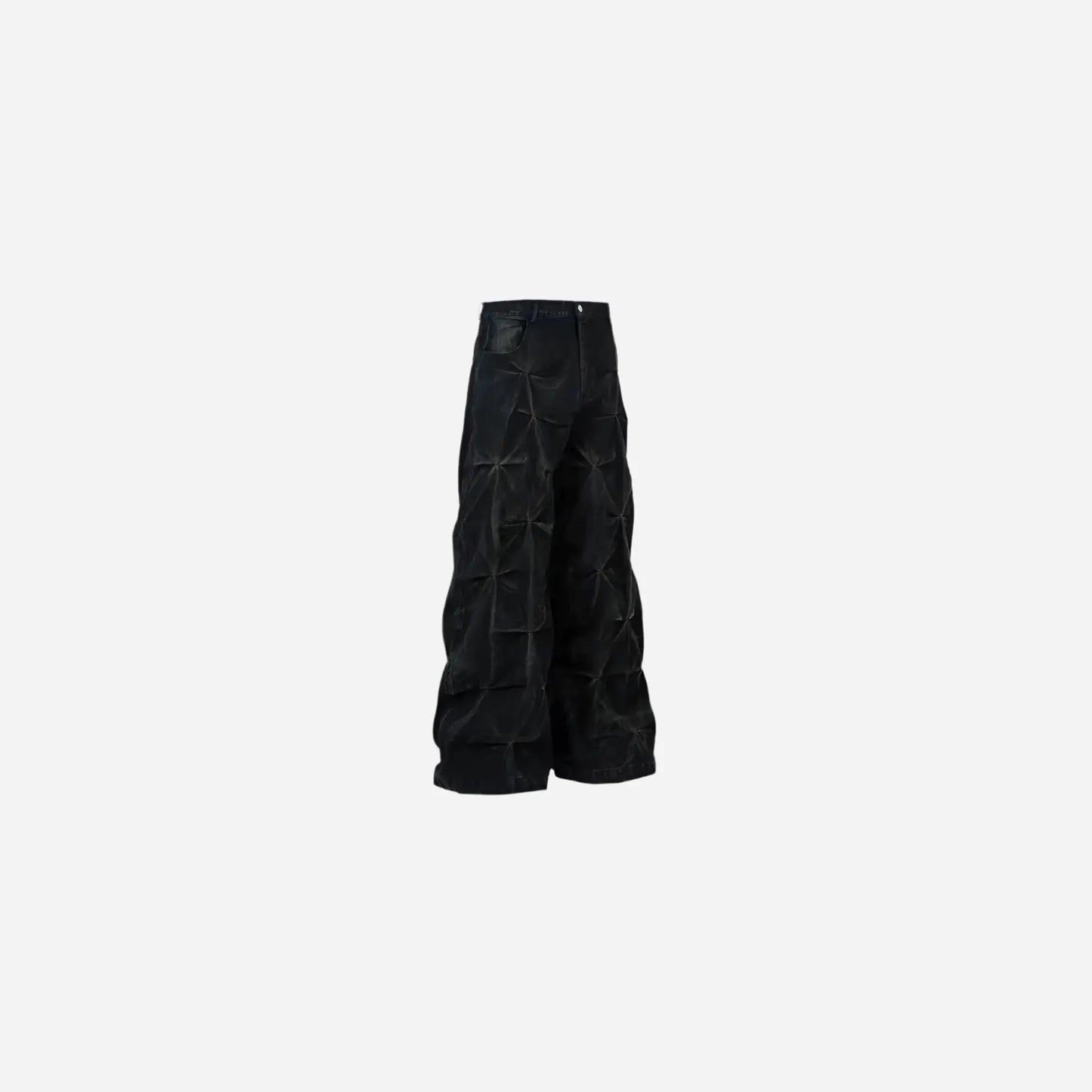 Black Washed Deconstructed Pleated Baggy Jeans Hominus Denim