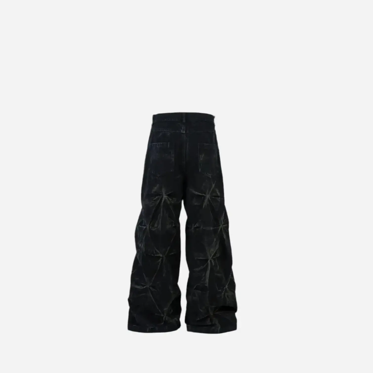 Black Washed Deconstructed Pleated Baggy Jeans Hominus Denim