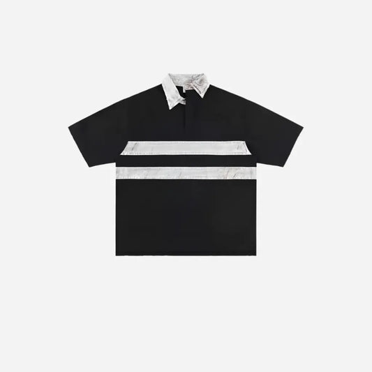 Black Washed Destroyed Dirty Polo Tee Hominus Denim