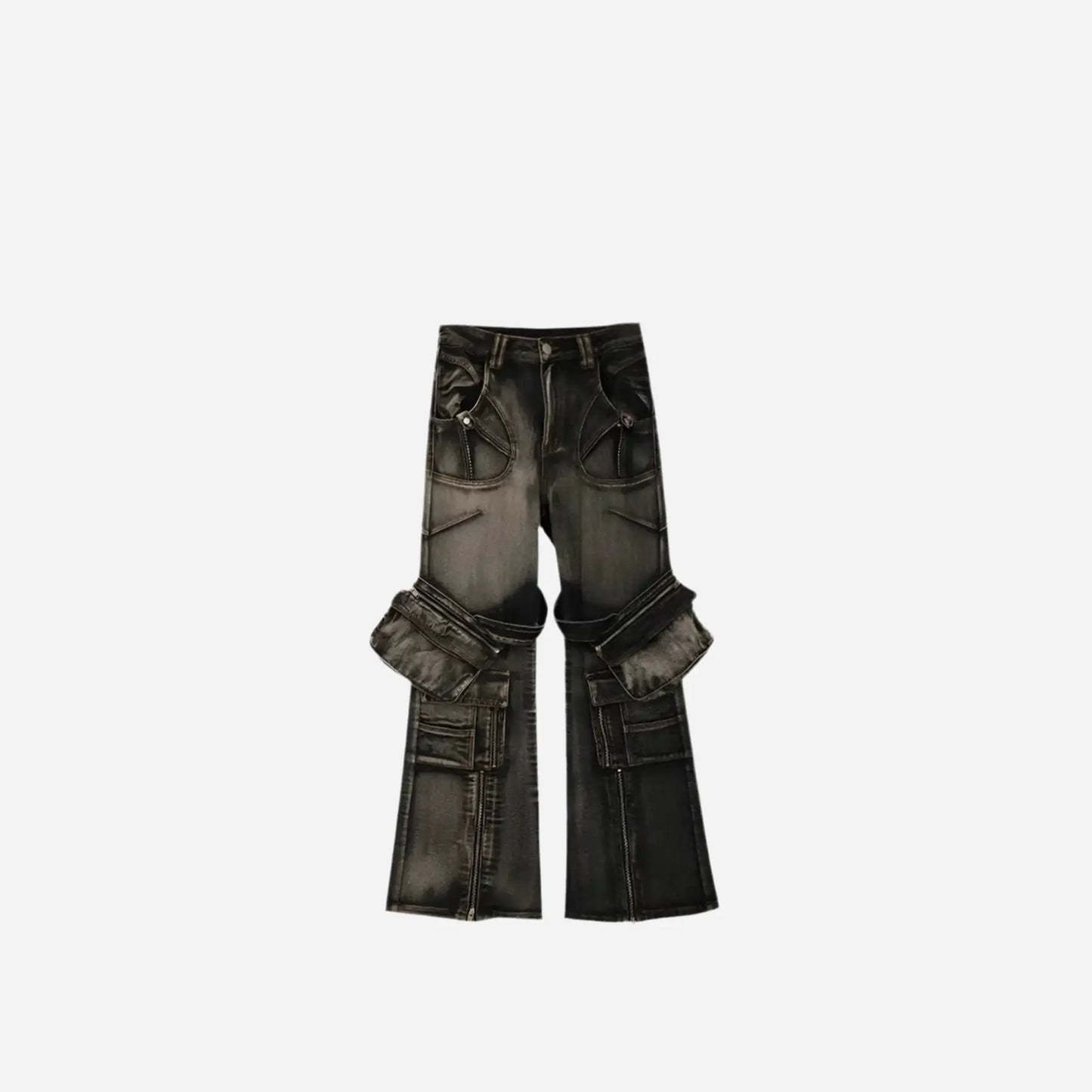 Black Washed Detachable Pocket Cargo Jean Hominus Denim