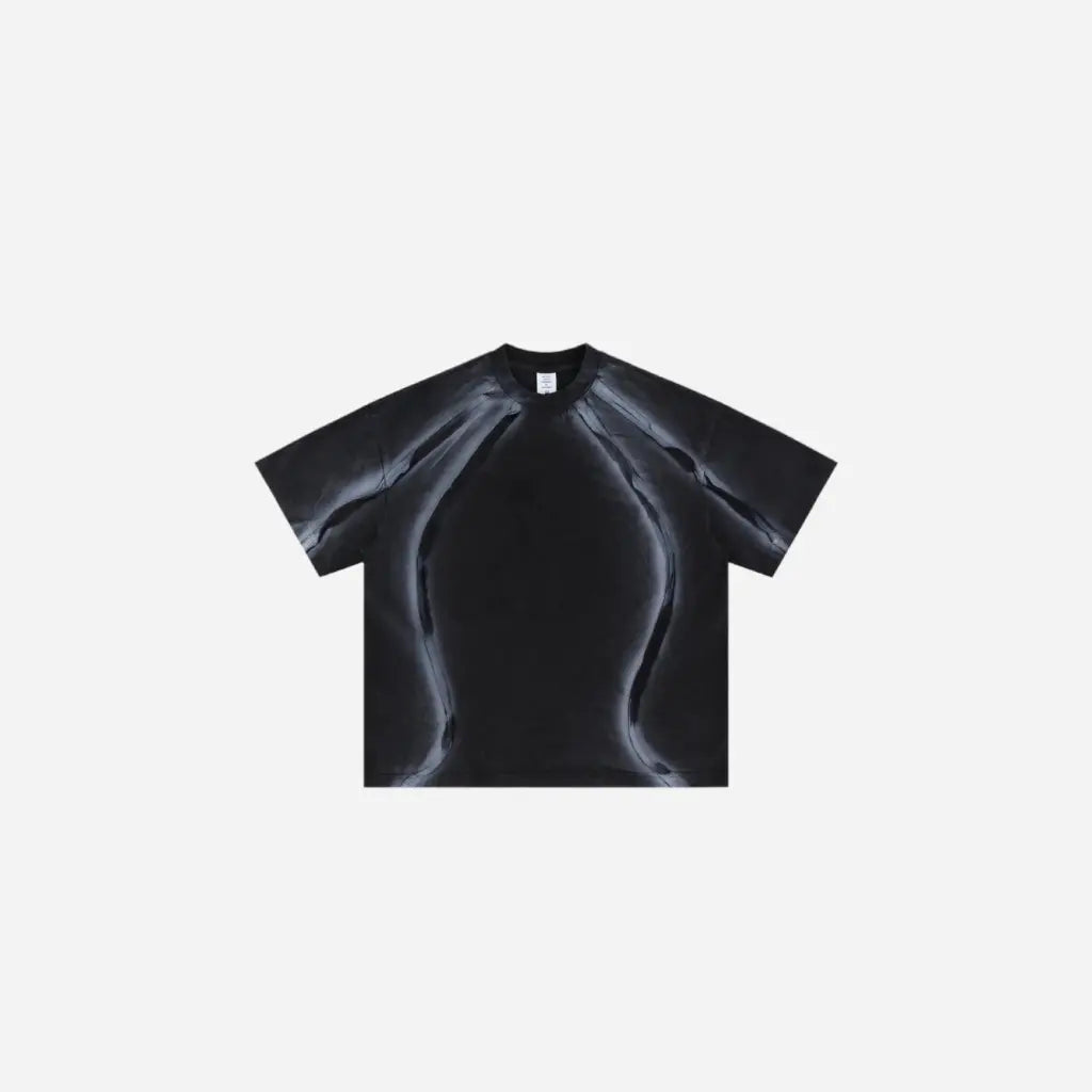 Black Washed Effect Sport Striped Tee Hominus Denim