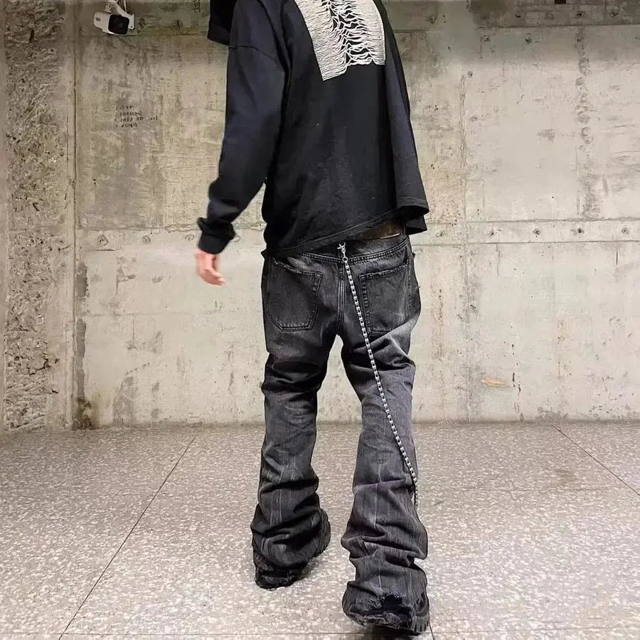 Black Washed Flare Jean