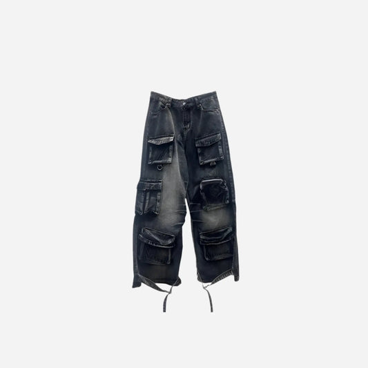 Black Washed Multi-Pocket Raver Jean Hominus Denim