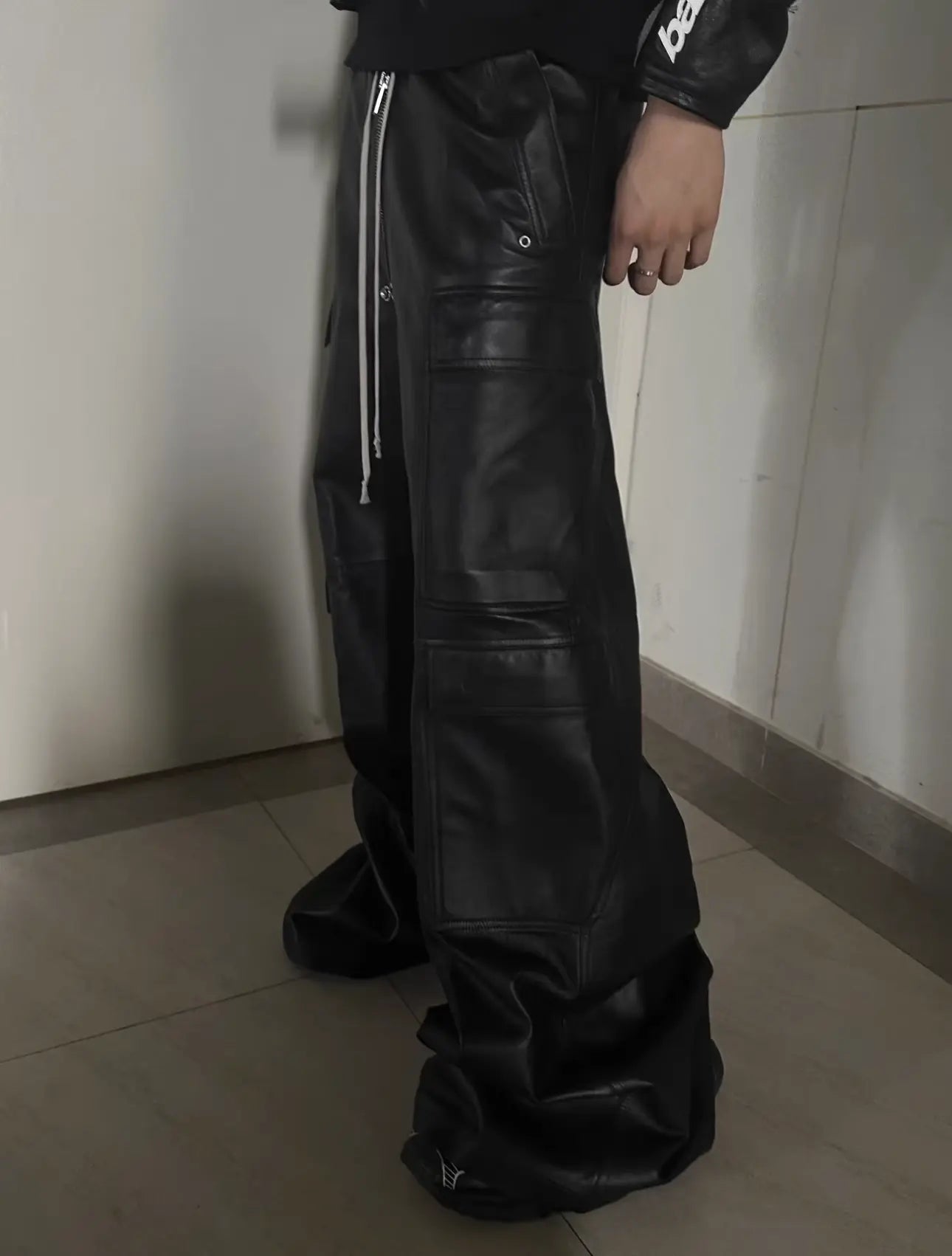 Black Wax Parachute Wide Legs Pant Hominus Denim
