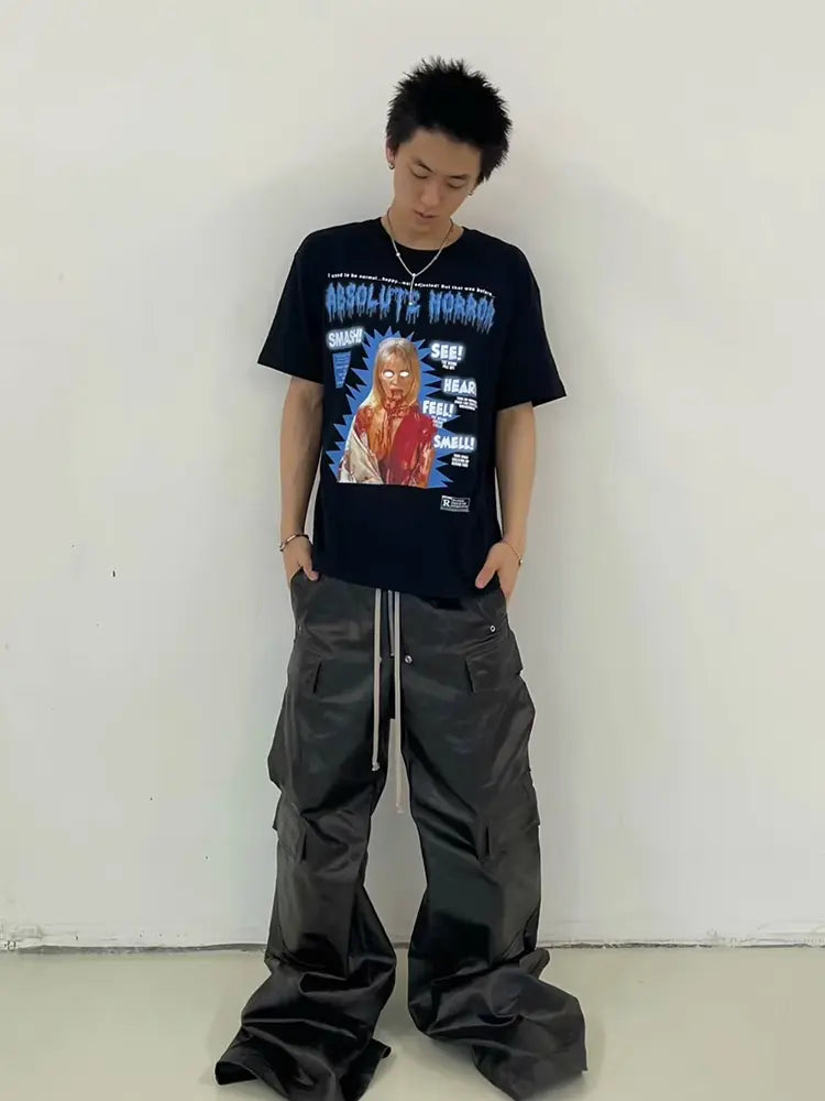 Black Wax Parachute Wide Legs Pant Hominus Denim