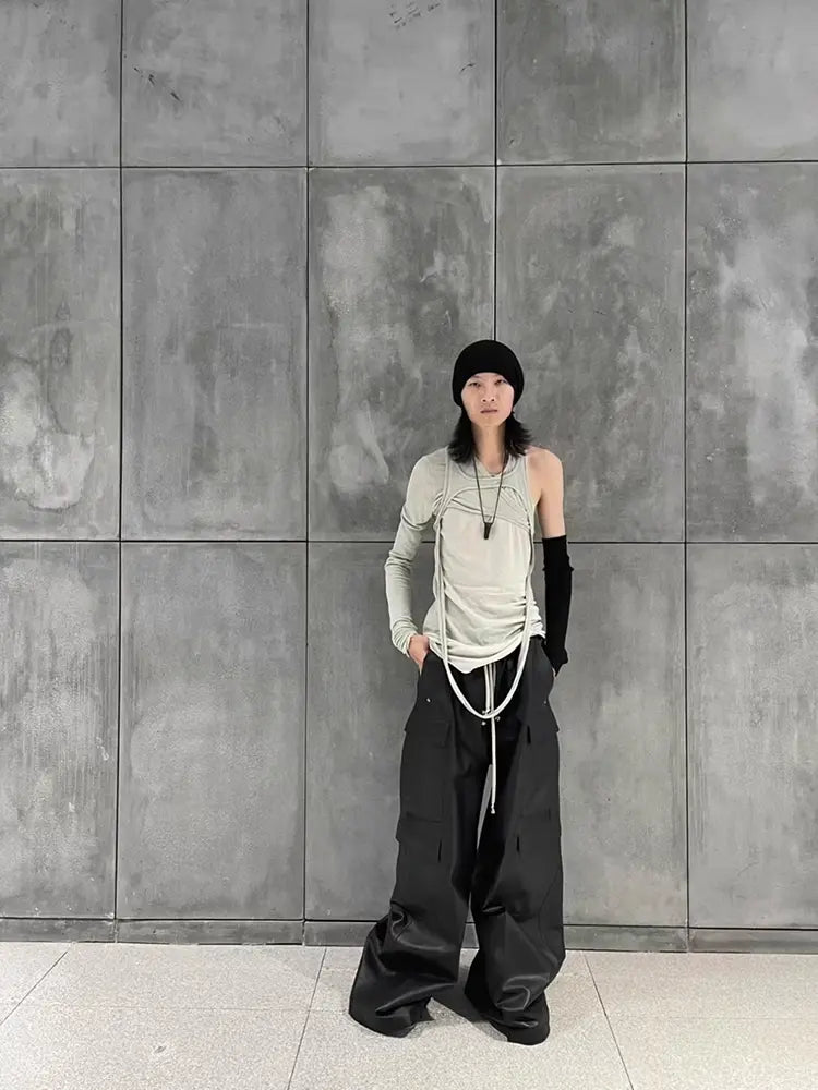 Black Wax Parachute Wide Legs Pant Hominus Denim