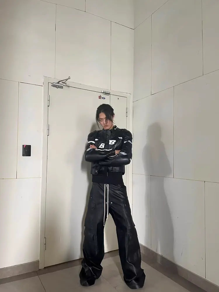 Black Wax Parachute Wide Legs Pant Hominus Denim