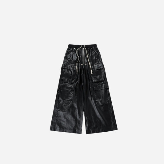 Black Wax Parachute Wide Legs Pant Hominus Denim