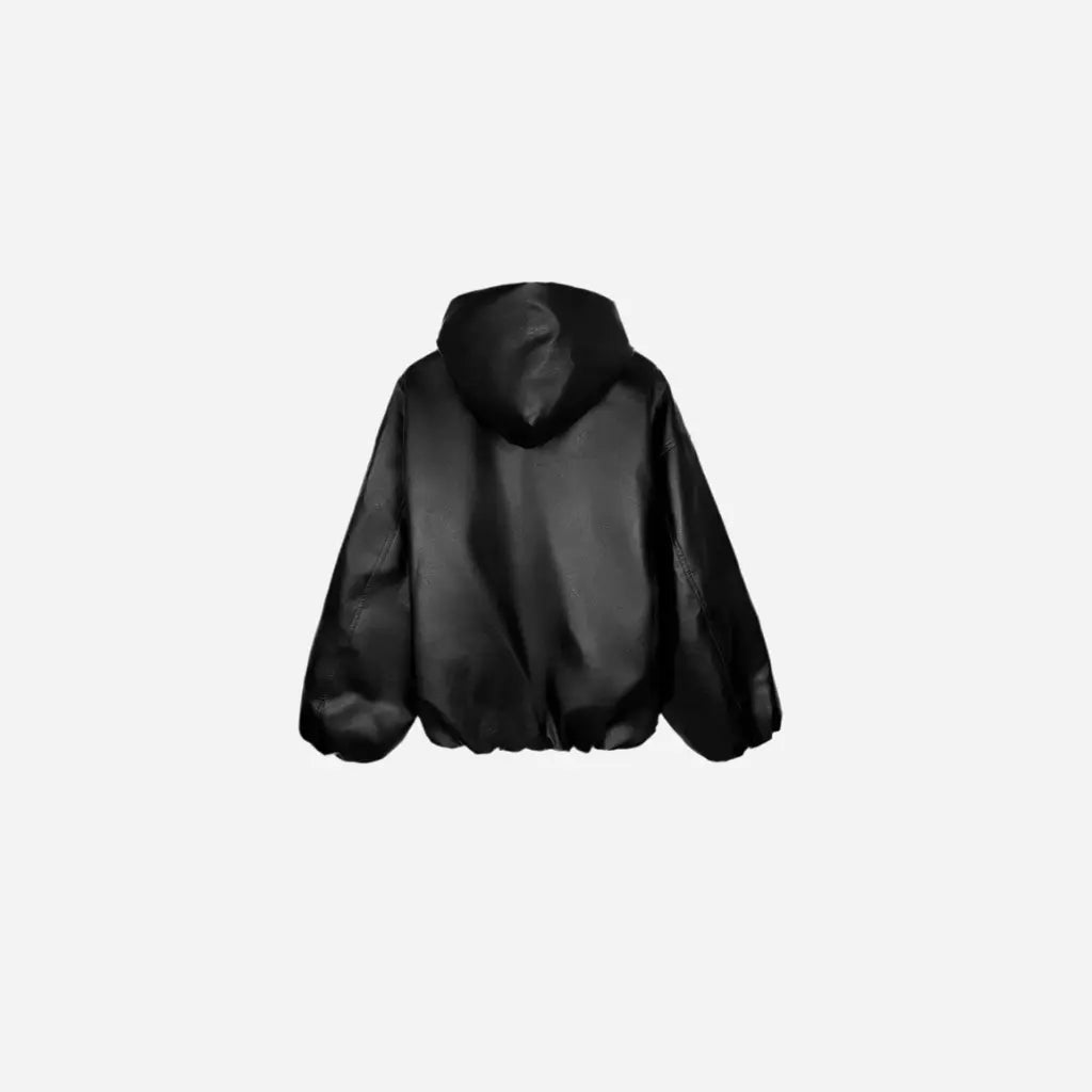 Black Windbreaker Oversized Leather Jacket Hominus Denim
