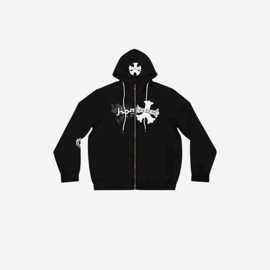 Black Y2K Gothic Hominus Zip Hoodie Printify