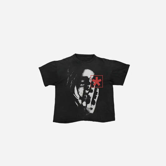 Black Y2k Loose Grunge Printed Tee Hominus Denim