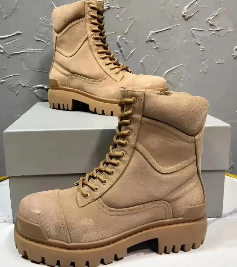 Black& Street Big Toe Thick Sole Retro Canvas Personalized Motor Boots Beggar Designer Ankle Tooling Botas Hominus Denim