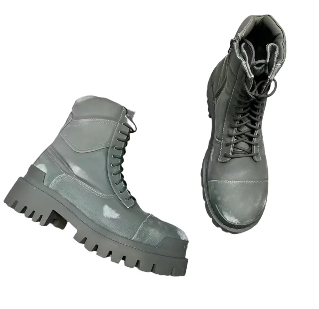 Black& Street Big Toe Thick Sole Retro Canvas Personalized Motor Boots Beggar Designer Ankle Tooling Botas Hominus Denim