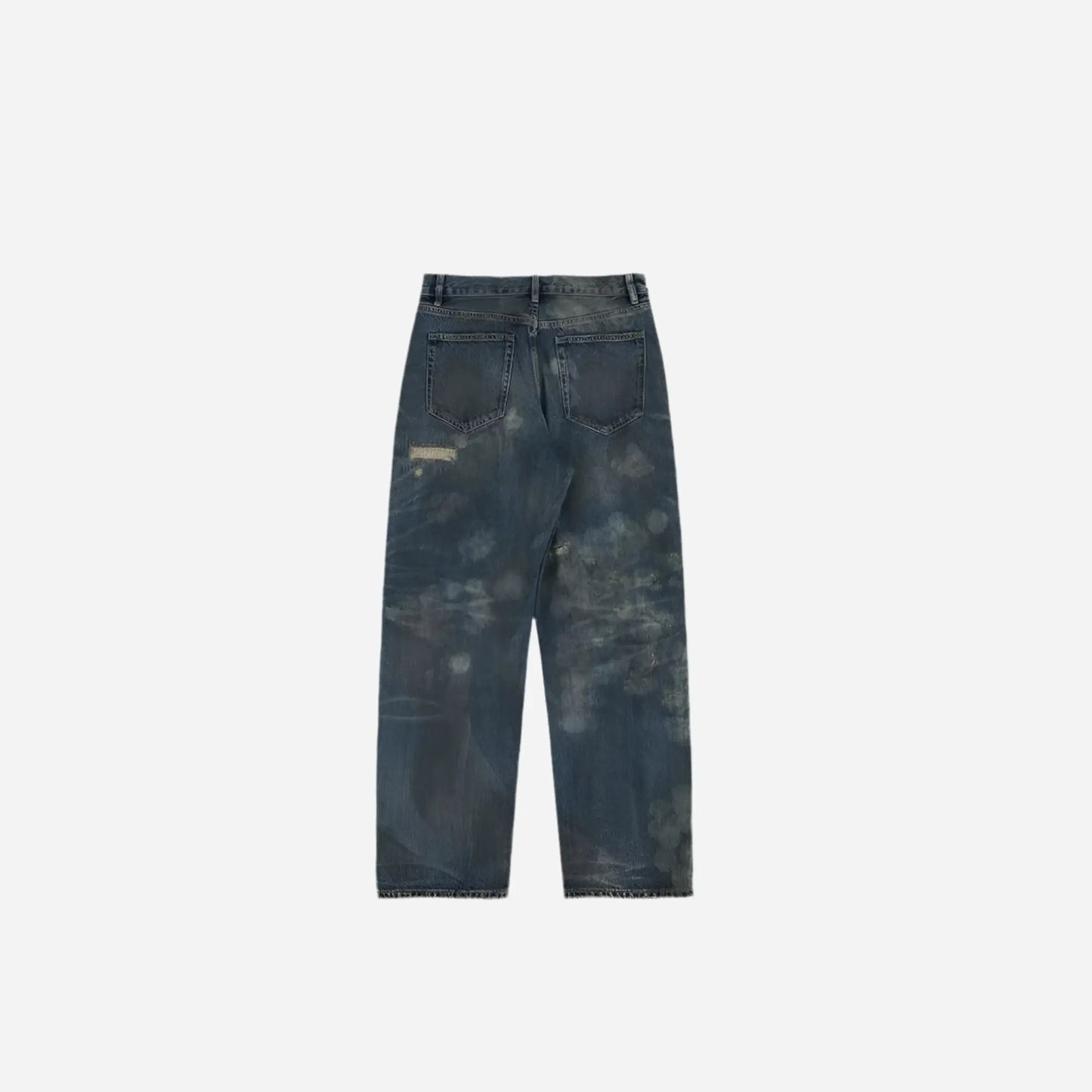 Blue Distressed Mud Washed Straight Jeans Hominus Denim