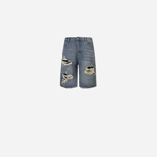 Blue Washed Ripped Distressed Denim Short/Jort Hominus Denim