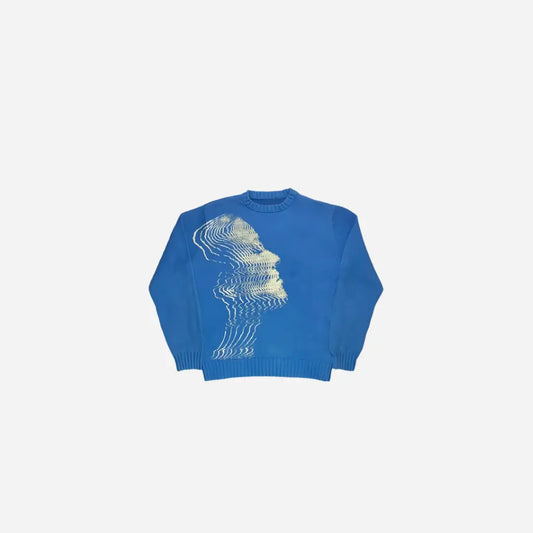 Blue Y2K Women Print Design Knit Hominus Denim