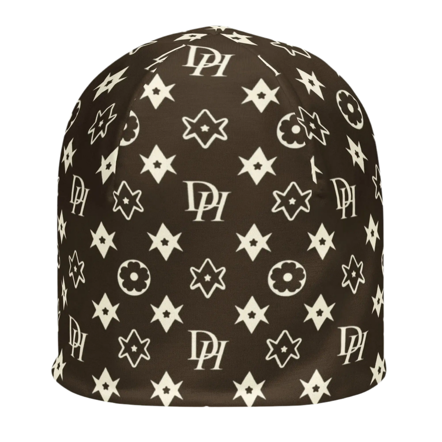Brown Hominus Flower Pattern Beanie Hominus Denim
