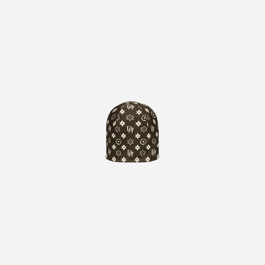 Brown Hominus Flower Pattern Beanie Hominus Denim