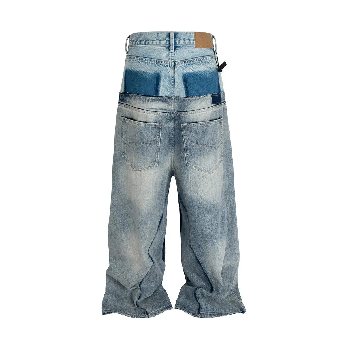 CUT-UP Double-layer Double Waist Patchwork Baggy Jeans for Men and Women Straight Casual Loose Denim Trousers Oversized Hominus Denim