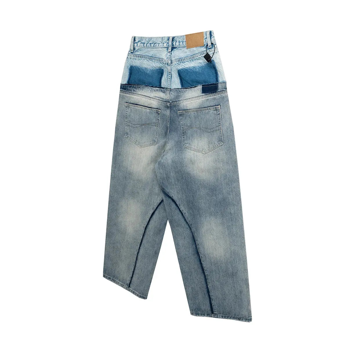 CUT-UP Double-layer Double Waist Patchwork Baggy Jeans for Men and Women Straight Casual Loose Denim Trousers Oversized Hominus Denim