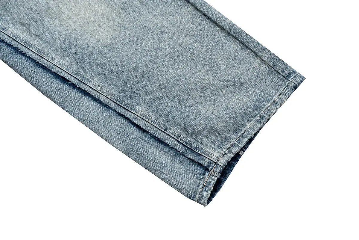 CUT-UP Double-layer Double Waist Patchwork Baggy Jeans for Men and Women Straight Casual Loose Denim Trousers Oversized Hominus Denim