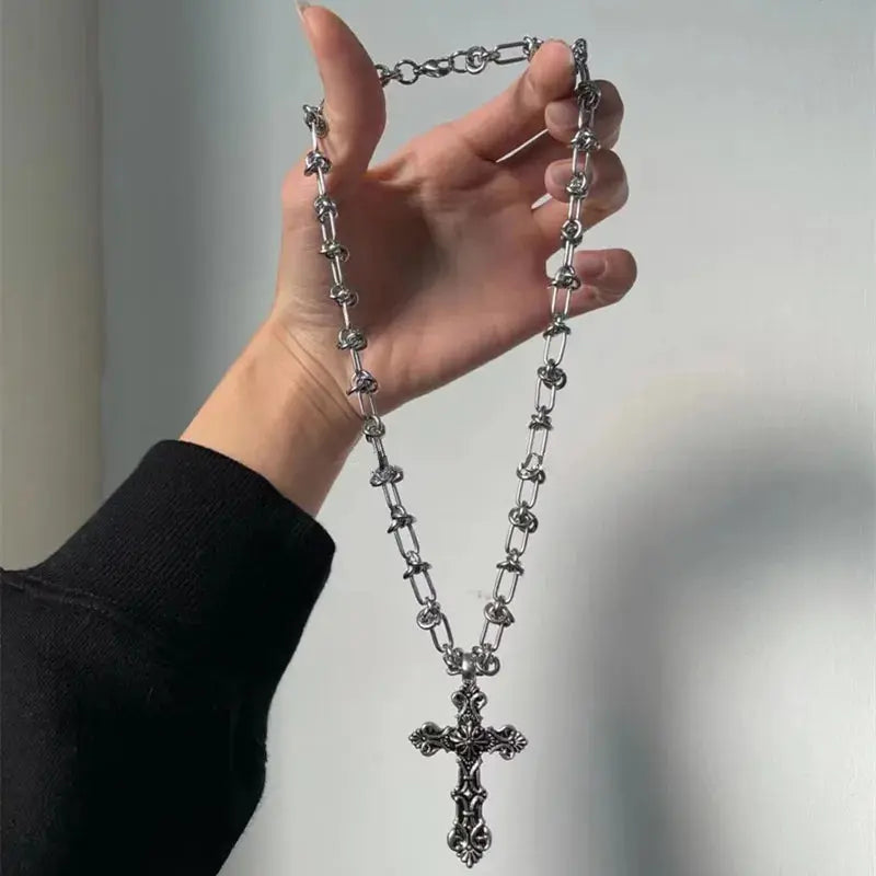 Carved Cross Pendant Necklace - Hominus Denim