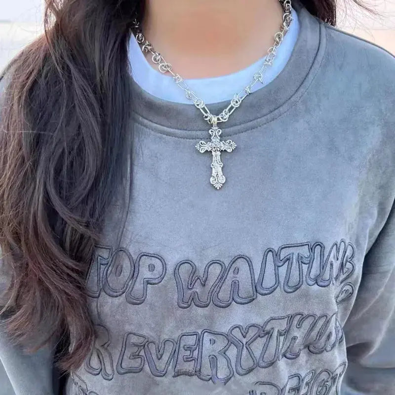 Carved Cross Pendant Necklace - Hominus Denim