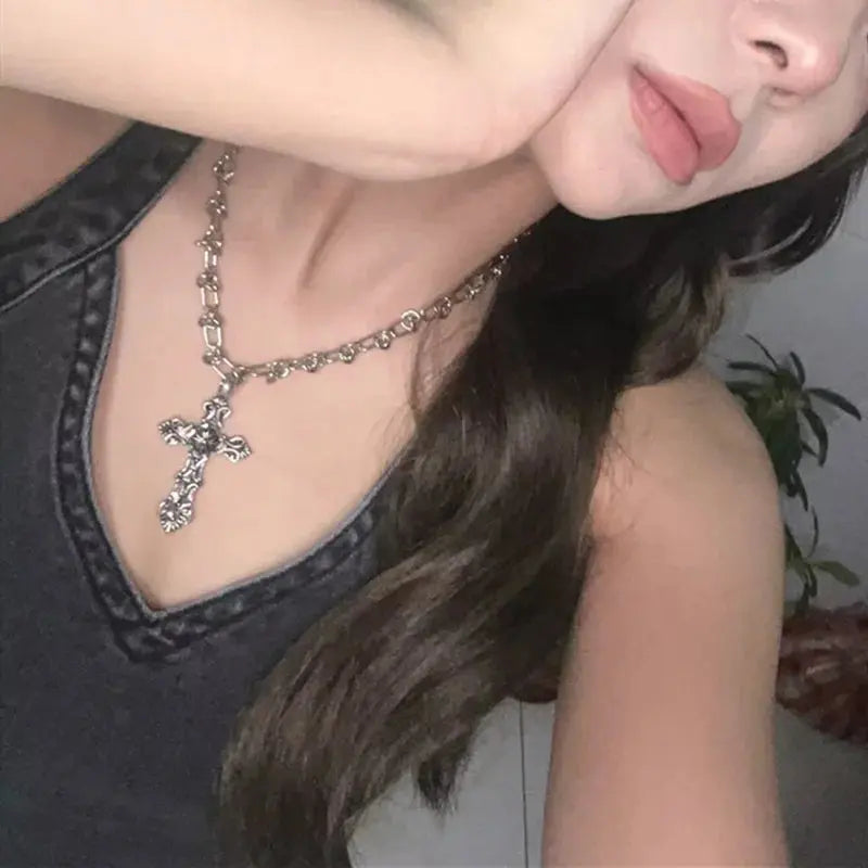 Carved Cross Pendant Necklace - Hominus Denim