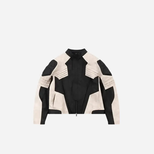 Color Block Patchwork Faux Leather Jacket Hominus Denim