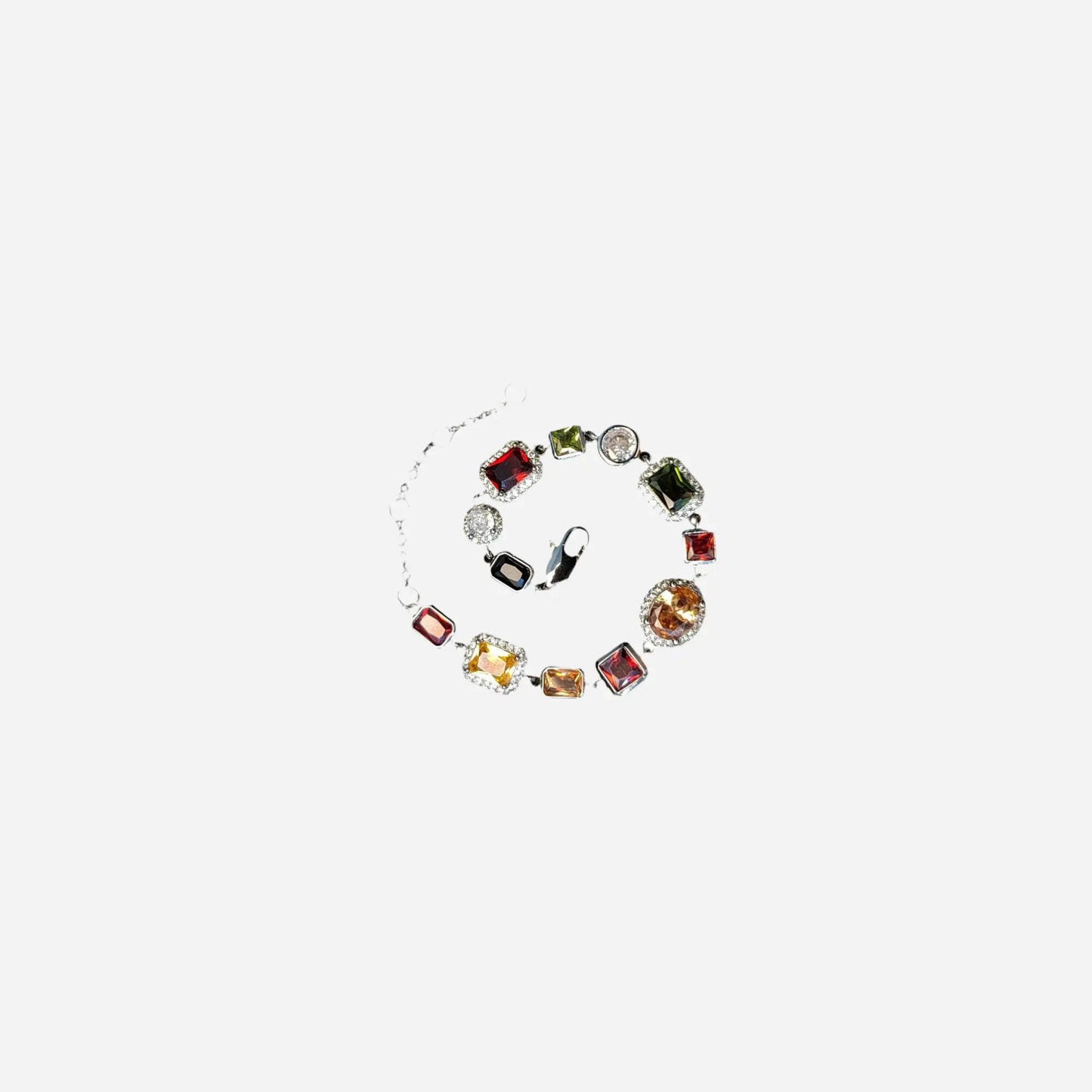 Colorful Synthetic Gemstone Plated Chain Bracelet Hominus Denim