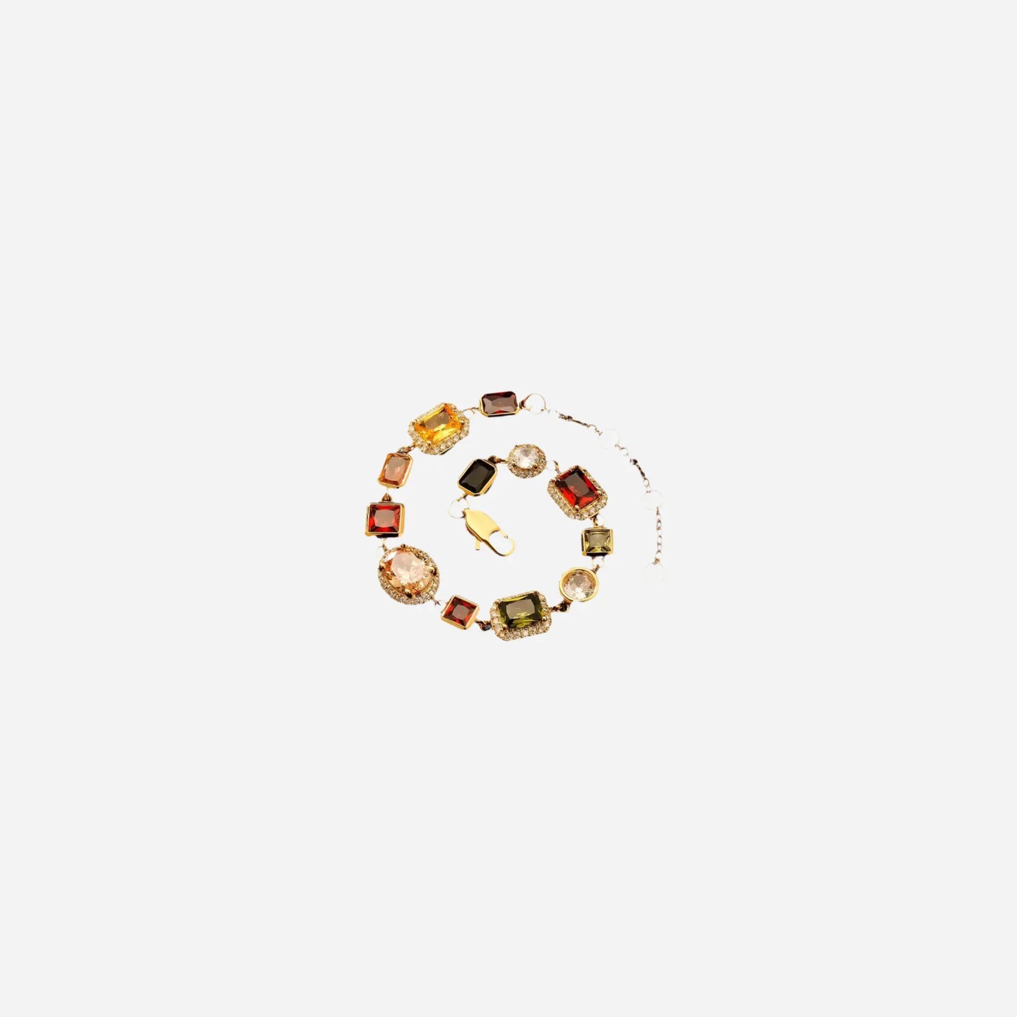 Colorful Synthetic Gemstone Plated Chain Bracelet Hominus Denim