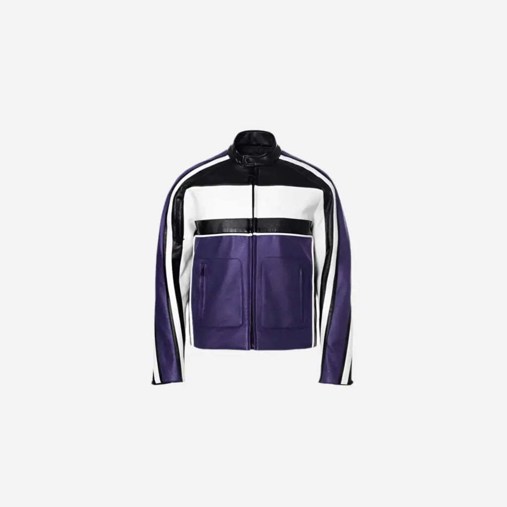 Colors Splicing Patchwork Faux Leather Jacket Hominus Denim