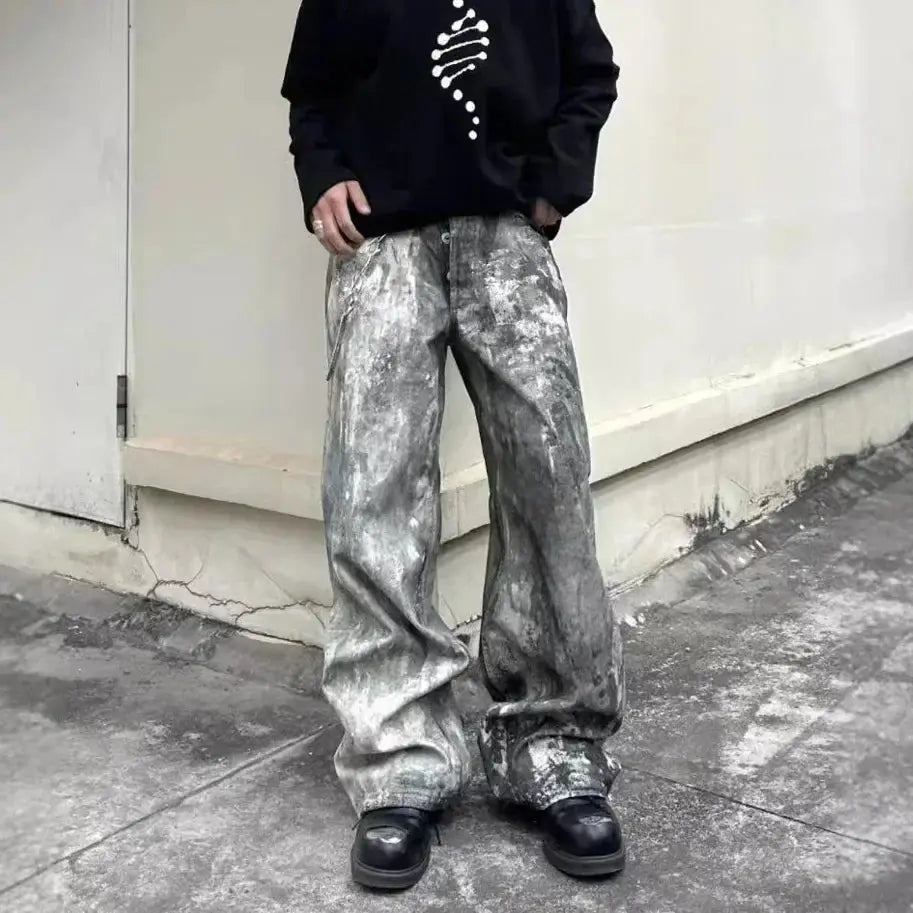 Correct Top Level Version Acne Heavy Duty Splatter Paint Graffiti Washing Distressed Color Blocking Jeans For Men And Women Hominus Denim