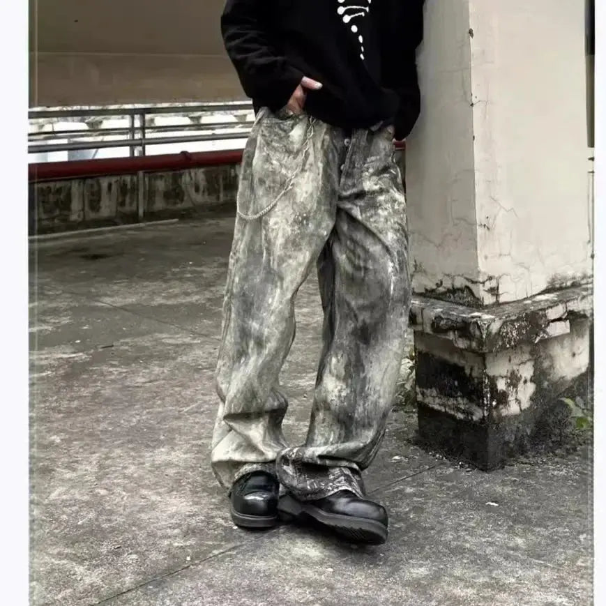 Correct Top Level Version Acne Heavy Duty Splatter Paint Graffiti Washing Distressed Color Blocking Jeans For Men And Women Hominus Denim