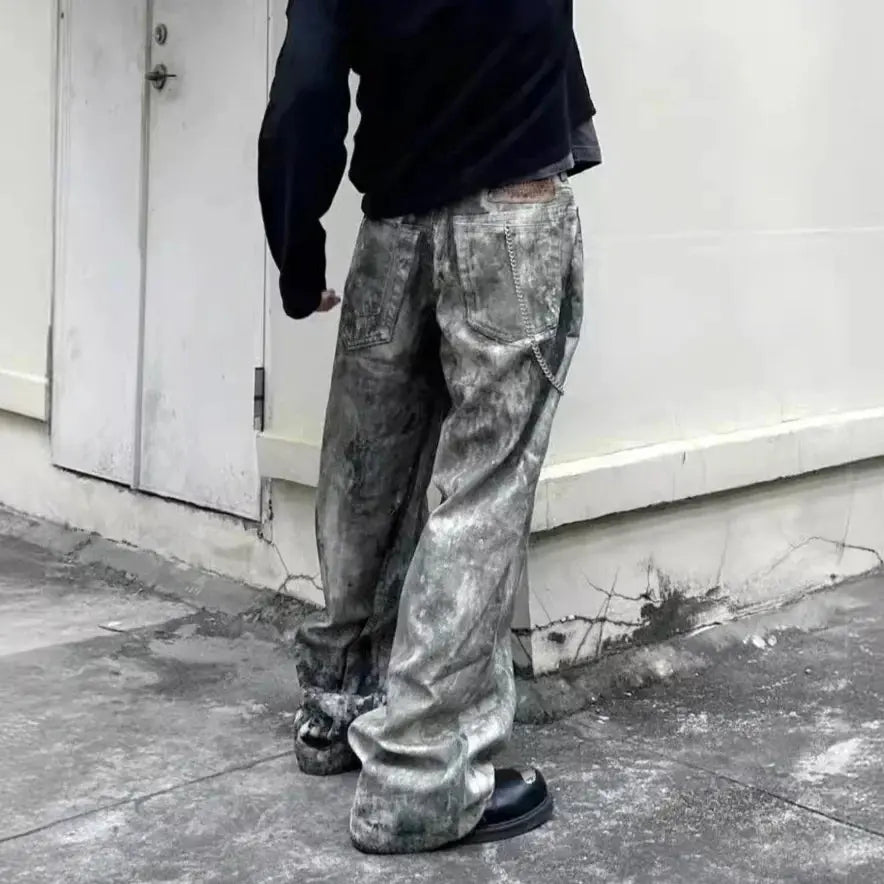 Correct Top Level Version Acne Heavy Duty Splatter Paint Graffiti Washing Distressed Color Blocking Jeans For Men And Women Hominus Denim