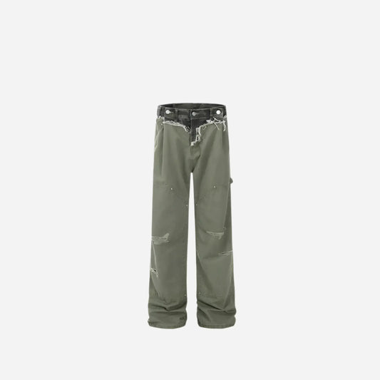 Cut up Camouflage Splicing Destroyed Pant Hominus Denim