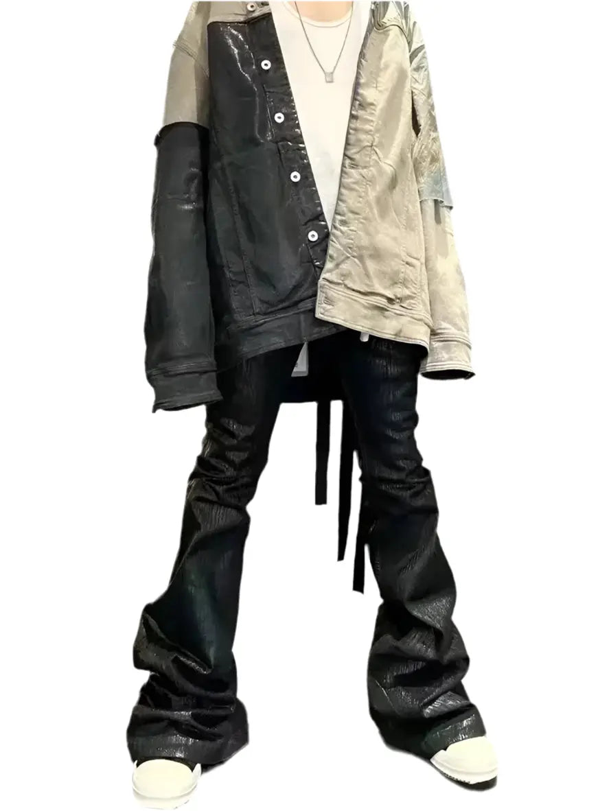 Dark Bootcut Wax Leather Flared Pant Hominus Denim