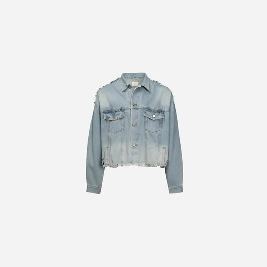 Destroyed Washed Raw Denim Jean Jacket Hominus Denim