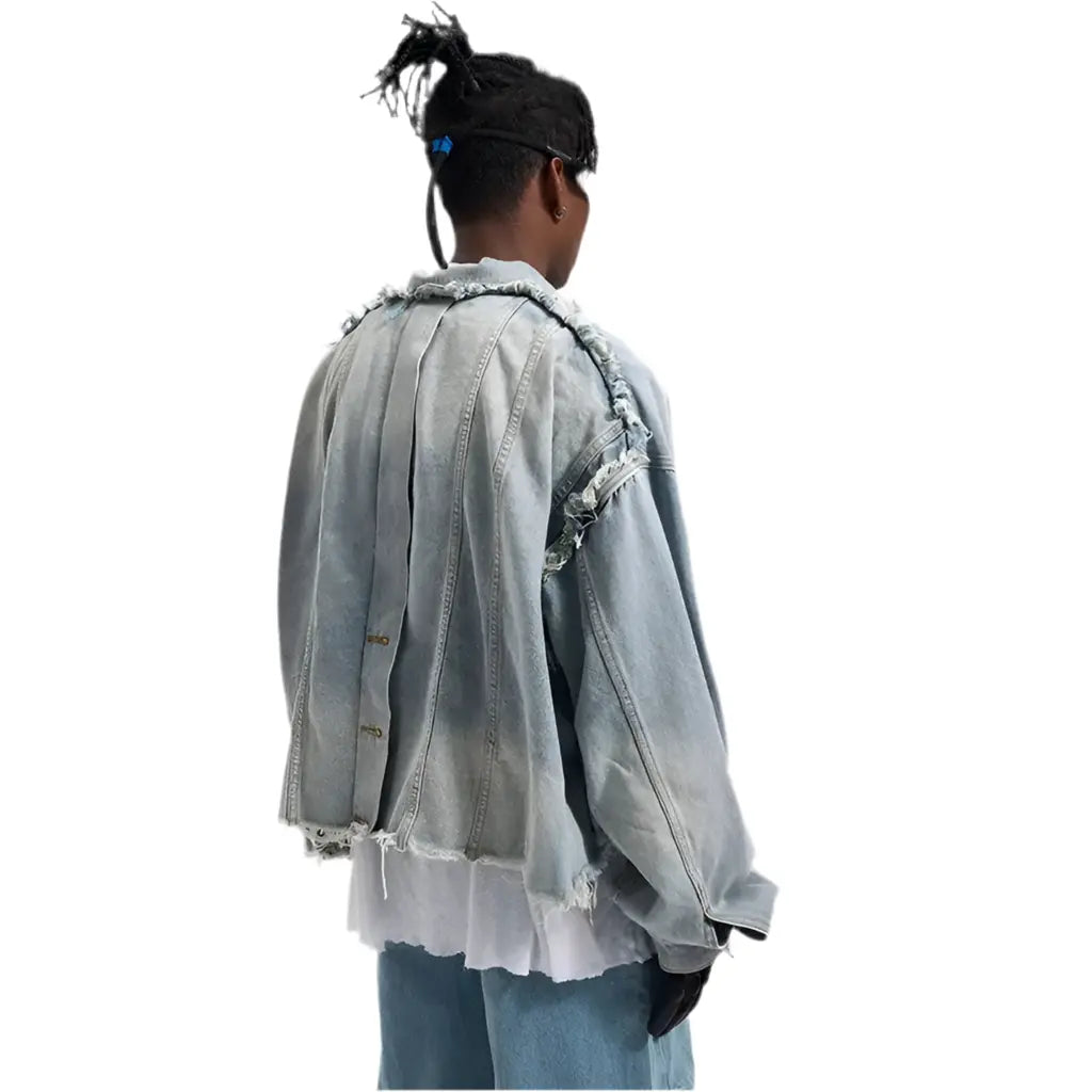 Destroyed Washed Raw Denim Jean Jacket Hominus Denim