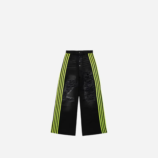 Destroyed Y2K Washed Baggy Striped Jeans Hominus Denim