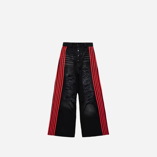 Destroyed Y2K Washed Baggy Striped Jeans Hominus Denim