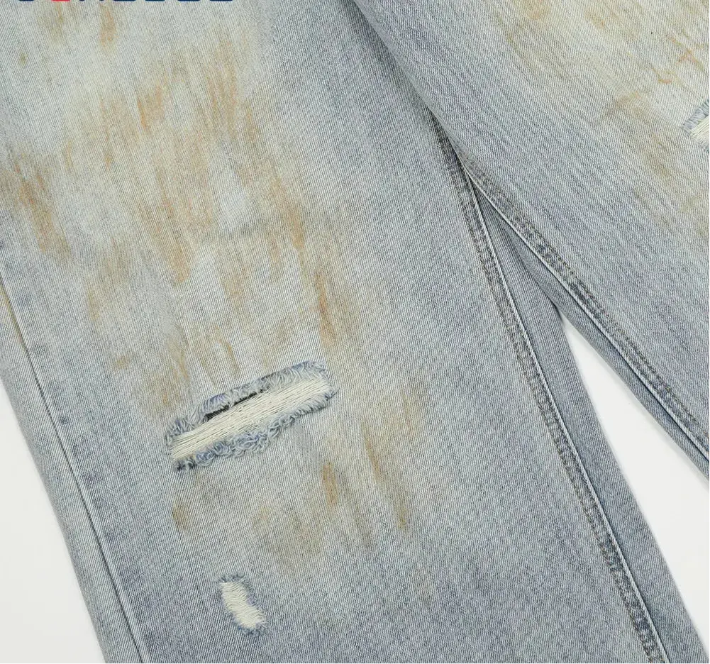 Dirty Color Beggar Jeans Mens Ripped High Street Wide Leg Washed Distressed Loose Denim Trousers Men Pants Hominus Denim