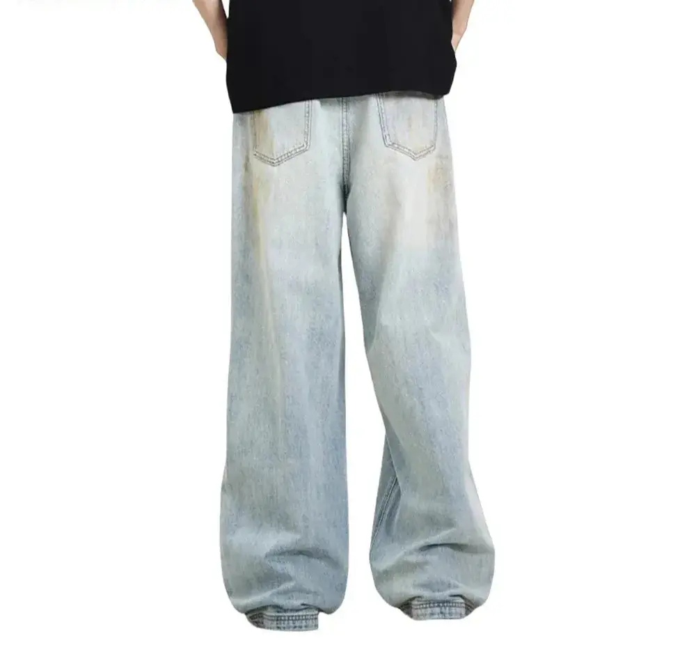 Dirty Ripped Wide Leg Washed Denim Jean Hominus Denim