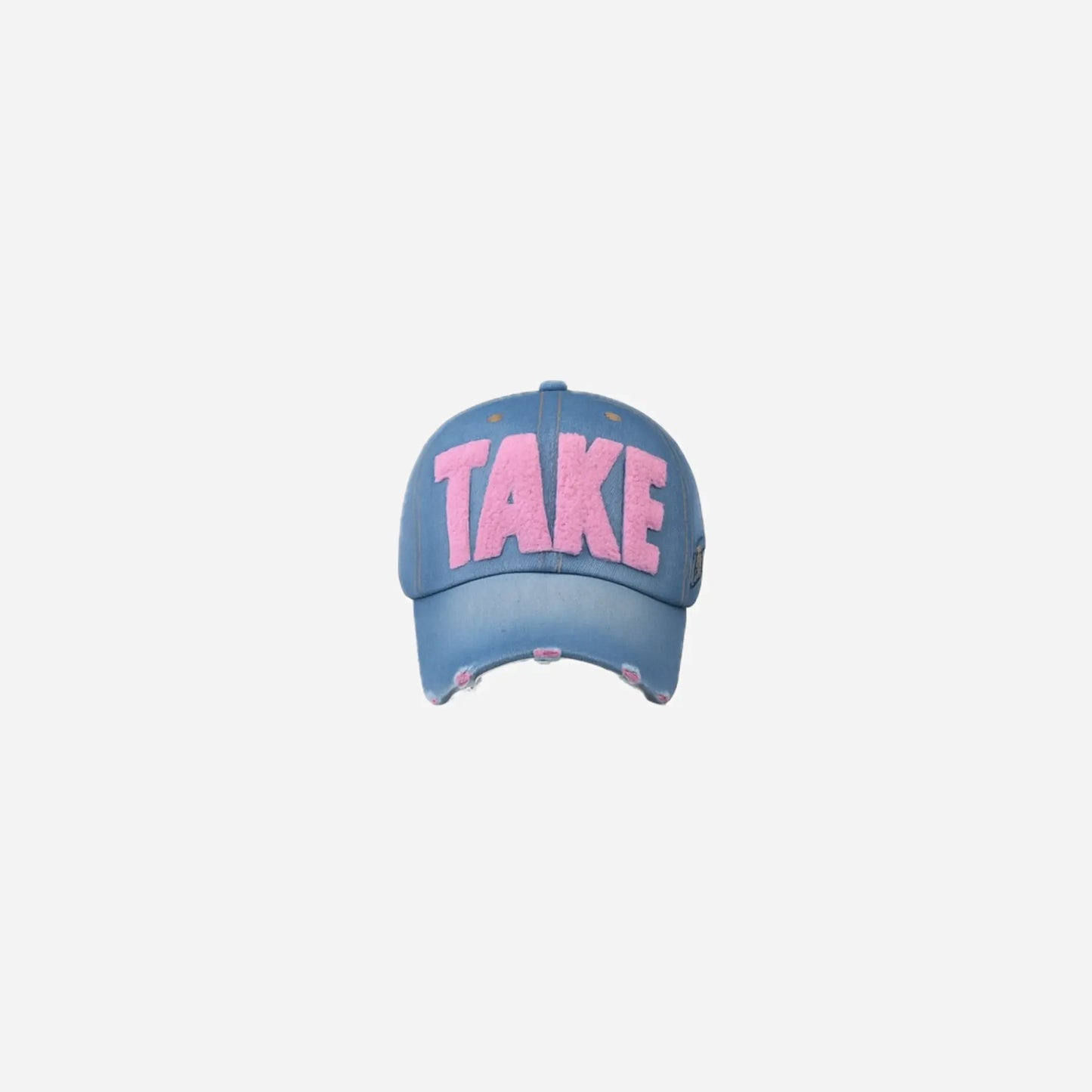 Distressed Embroidered Puff Denim Trucker Cap Hominus Denim