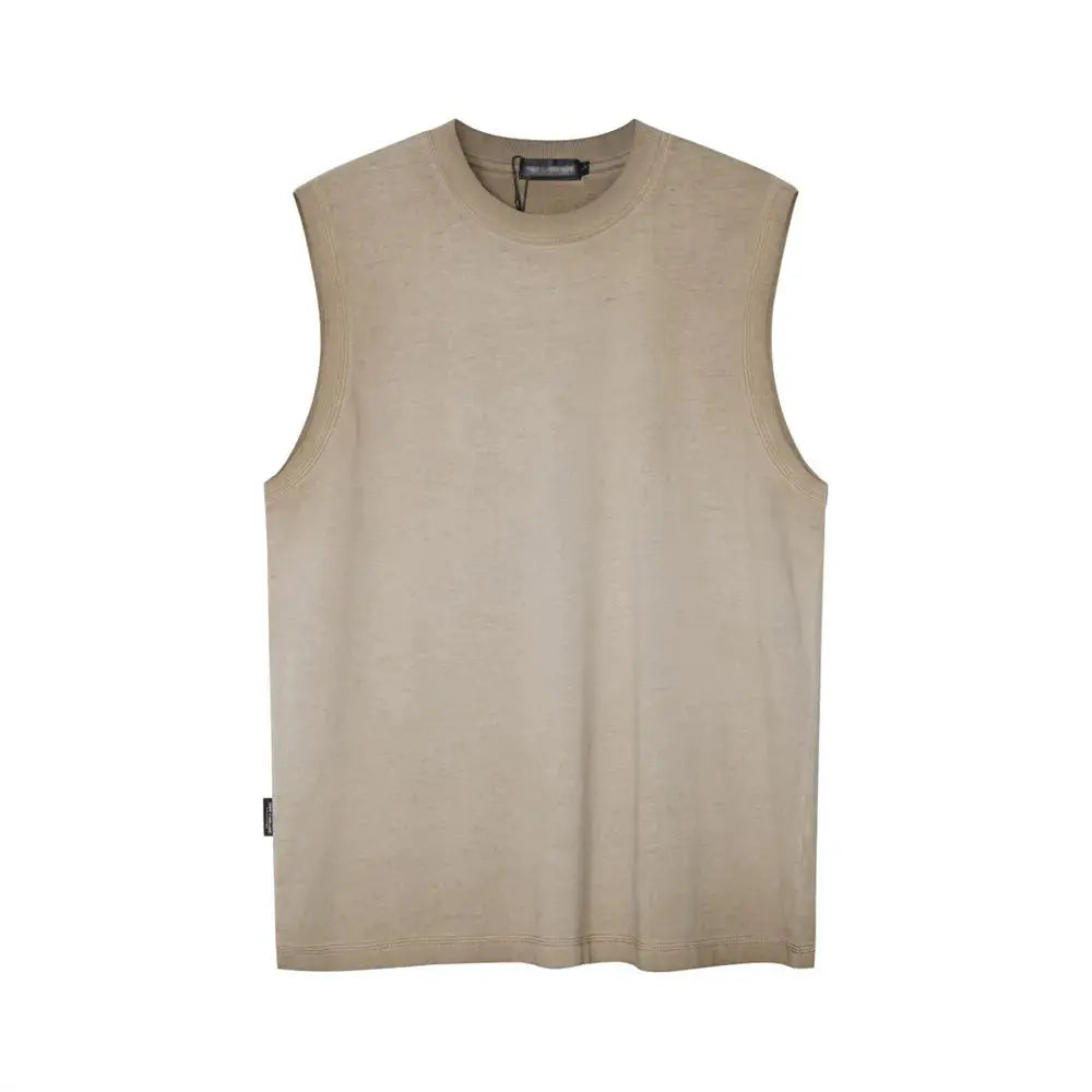 Distressed Sleeveless Tank Top Mens Summer High Street Loose Crew Neck Gradient Dyed Tops Men Hominus Denim