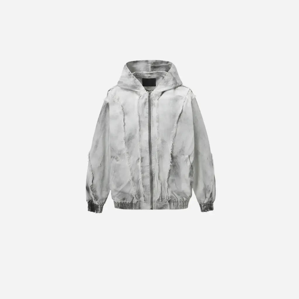 Distressed Washed Grunge Hooded Jackets Hominus Denim