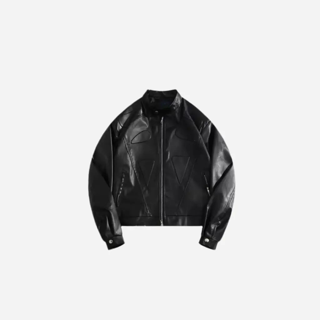 Embossing Padded Leather Jacket Hominus Denim