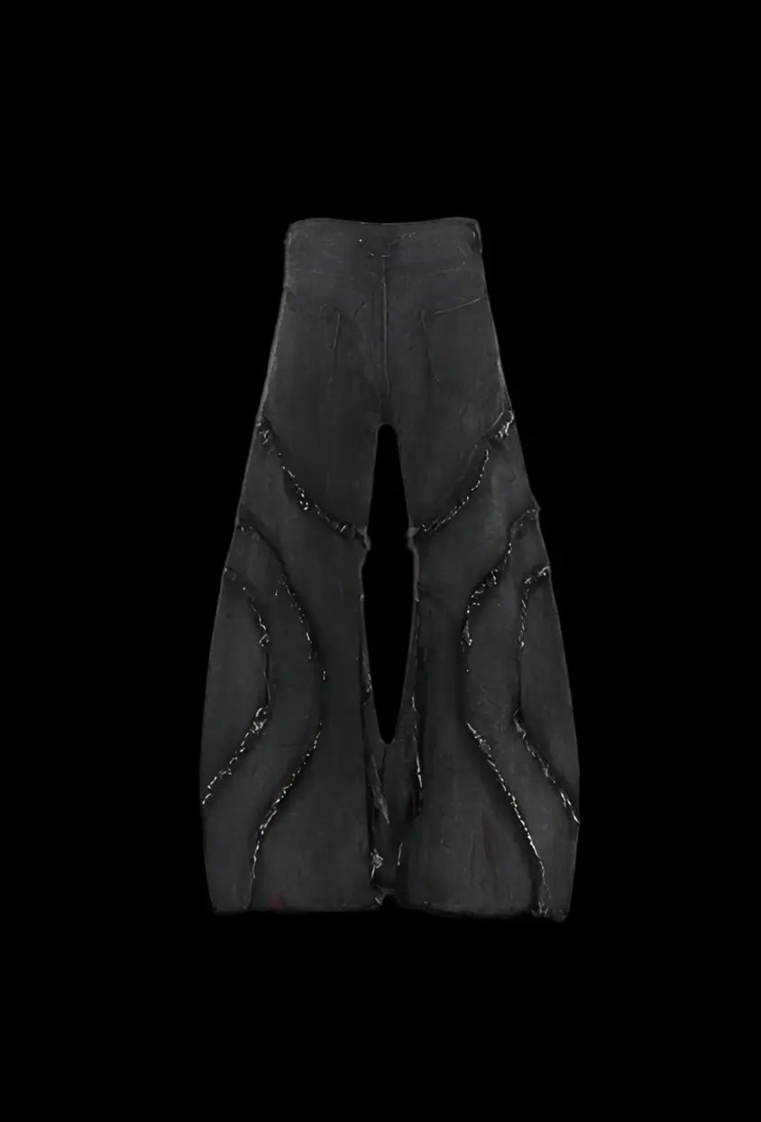 FEWQ Raw Edge Patchwork Men's Denim Pants Worn-out Freehand Sketching Machete Jeans Straight Leg Male Trousers Spring 24K2226 Hominus Denim