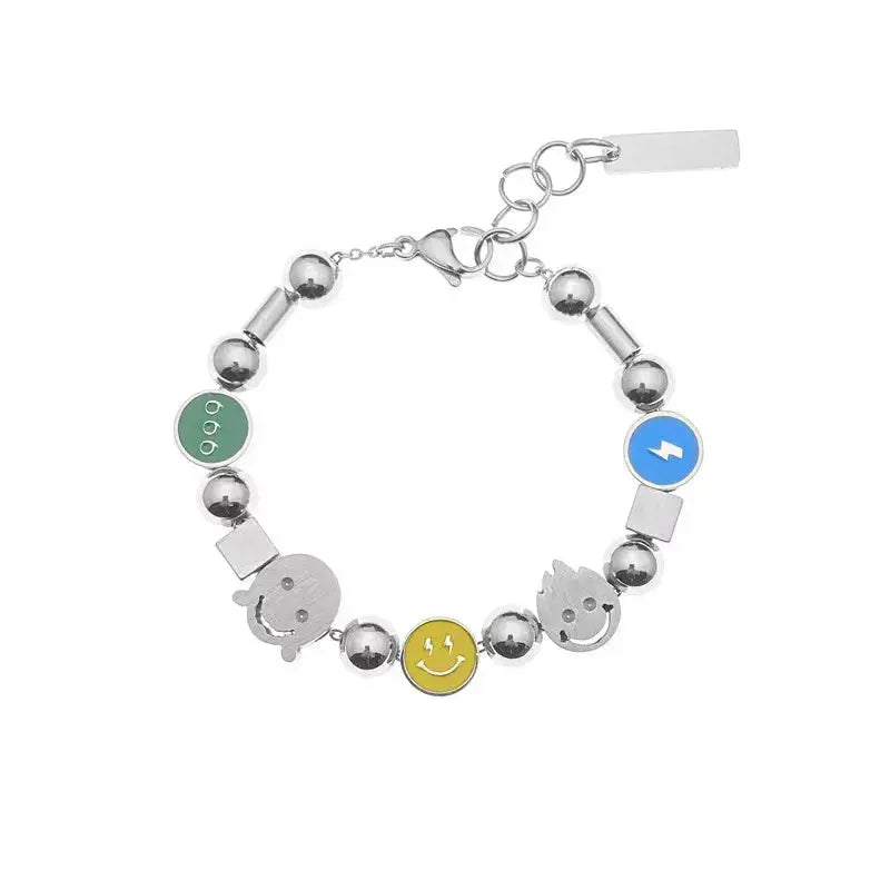 Face Patchwork Titanium Steel Bracelet - Hominus Denim