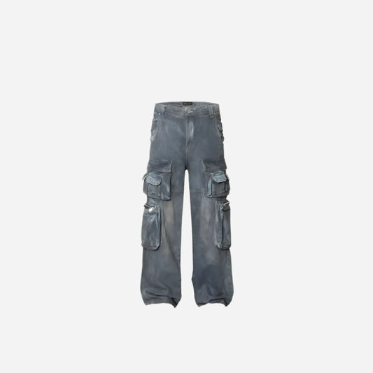 Faded Multi Pockets Baggy Cargo Pant Hominus Denim